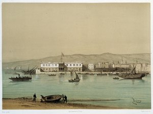 Vue du canal dans "Inauguration du canal de Suez" par G. Nicole. 1869 - Edouard Riou