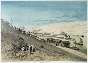 Vue du canal dans "Inauguration du canal de Suez par G. Nicole. 1869 - Edouard Riou