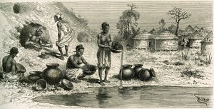 Femmes du village de Koumakhana lavant de l