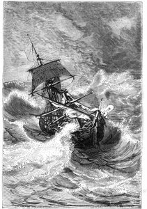Vignette du livre de Jules Verne « Les Enfants du capitaine Grant, Voyage autour du monde », 1867 - Edouard Riou