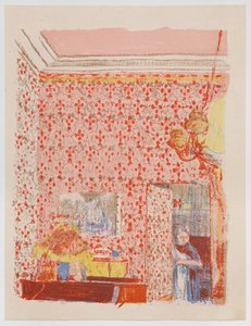 Innenraum mit rosa Tapete I, aus der Serie „Landschaften und Innenräume“