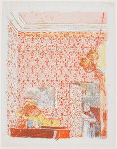 Intérieur aux tentures roses I