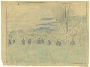Paysage avec des promeneurs : cortège funèbre (?) - Edouard Vuillard