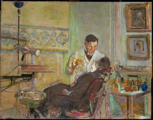 Le docteur Georges Viau dans son cabinet dentaire, soignant Annette Roussel (oil on canvas) - Edouard Vuillard