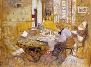 Madame Vuillard lisant dans la salle à manger, rue Truffant, 1903 - Edouard Vuillard