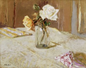 Roses dans un vase en verre - Edouard Vuillard