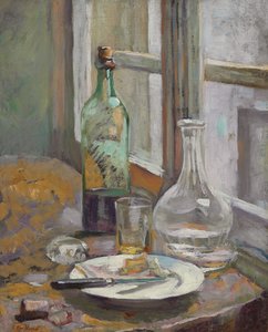 Nature morte avec bouteille et carafe - Edouard Vuillard