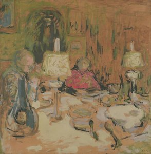 Le dîner avec deux lampes, rue de Calais, 1913 - Edouard Vuillard