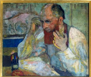 Le comédien Aurélien Lugné-Poe (1869-1940) se maquillant, XXe siècle Paris, Comédie des Champs-Élysées - Edouard Vuillard