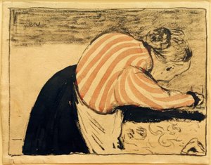 Vieille femme se penchant sur la table - Edouard Vuillard