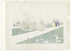 Promeneurs dans le parc des Tuileries à Paris - Edouard Vuillard