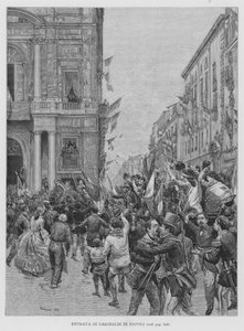Entrée de Garibaldi à Naples (gravure) - Edouardo Matania