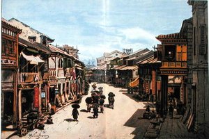 Une rue à Hong Kong au milieu du XIXe siècle