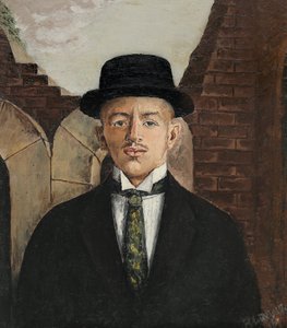 Portrait du poète Vassili Kamensky 1884-1961 en haut-de-forme, 1917