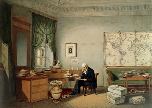 Baron Alexander von Humboldt (1769-1859) dans son étude - Eduard Hildebrandt