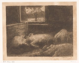 Cochons dans une étable - Eduard Karsen (signed by artist)