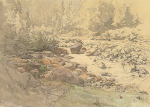 Paysage avec des rochers dans une rivière près de Kronau