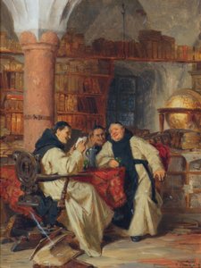 Dans la bibliothèque du monastère