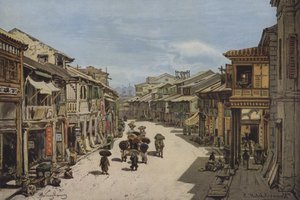 Une rue à Hong Kong - Eduard after Hildebrandt