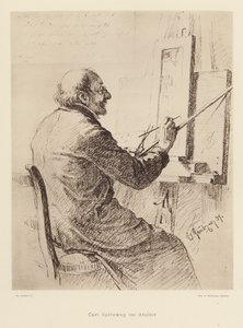 Portrait de Carl Spitzweg, peintre romantique allemand - Eduard von (after) Grutzner