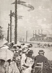 Courses de chevaux aux fêtes pompéiennes, Pompéi, Italie, gravure d