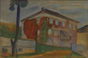 Maison avec vigne vierge rouge, vers 1900