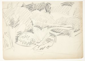 Paysage de jardin avec un banc de jardin semi-circulaire - Edvard Weie