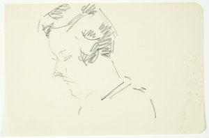Étude de portrait de la peintre Ellen Olrik, tête inclinée, profil 7/8 vers la gauche - Edvard Weie