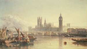 Les Chambres du Parlement et le pont de Westminster - Edward Angelo Goodall
