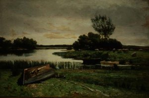 Lac avec barques à rames - Edward Arthur Walton