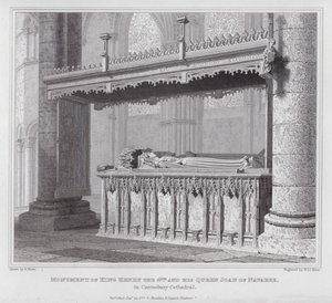 Monument du roi Henri IV et de sa reine Jeanne de Navarre, dans la cathédrale de Canterbury (gravure) - Edward Blore