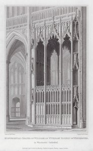 Chapelle monumentale de William de Wykham, évêque de Winchester, dans la cathédrale de Winchester (gravure) - Edward Blore
