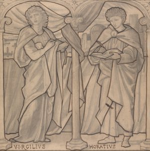 Conception préparatoire pour une fenêtre en vitrail, Virgile et Horace