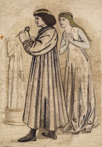 Scène du roi René sculptant une figure sous le regard de sa nouvelle épouse - Edward Coley Burne Jones