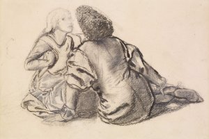 Une idylle (fusain sur papier) - Edward Burne Jones