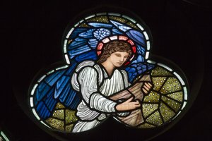 Wilden, All Saints, Morris & Co., Edward Burne-Jones, John Henry Dearle, Angels with Dulcimer, Angel Musicians - Edward Coley and Dearle Burne Jones