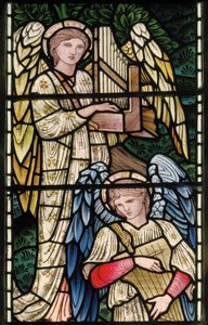 Wilden, All Saints, Morris & Co., Edward Burne-Jones, John Henry Dearle, Angels Of Paradise, Angel Musicians (détail)