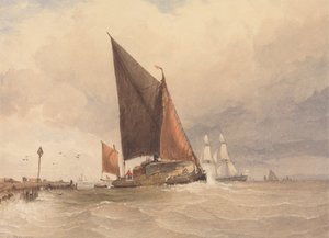 Chaland à voile en mer