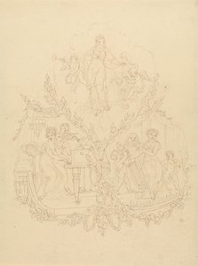 Figures féminines et putti jouant des instruments de musique - Edward Francis Burney