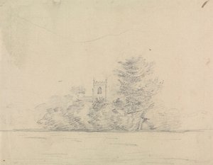 Paysage avec église - Edward Francis Burney
