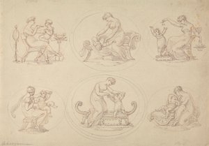 Six études de mère et fille jouant - Edward Francis Burney