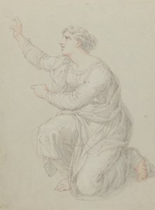 Étude pour la figure agenouillée de Priscilla - Edward Francis Burney