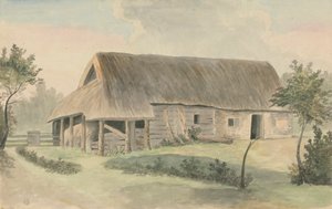 Grange au toit de chaume - Edward Francis Burney