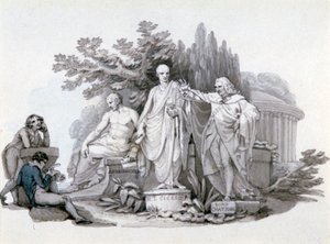 Deux Jeunes contemplant les Statues de Démosthène, Cicéron et Pitt - Edward Francis Burney