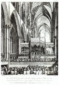 Vue de la galerie préparée pour la réception de leurs Majestés la famille royale, les directeurs et les principales personnalités du royaume à la commémoration de Haendel à l