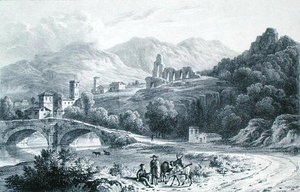 Noain, gravé par C. Hullmandel, du carnet de croquis de Michael Faraday