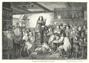 George Fox prêchant dans une taverne (gravure) - Edward Henry (after) Wehnert