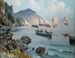 Bateaux dans une crique rocheuse
