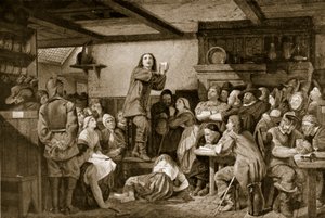 George Fox prêchant dans une taverne, c.1650