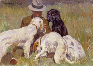 Homme avec ses setters - Edward Lange